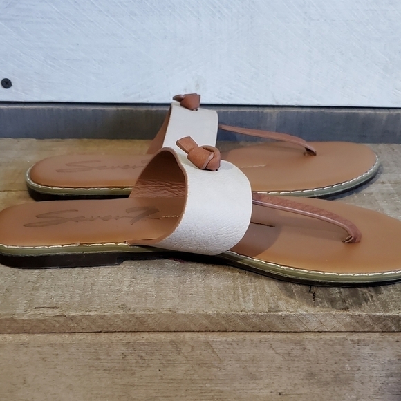 SEVEN7 Navo Stone Cream Thong Sandals Size 9 - Picture 6 of 11